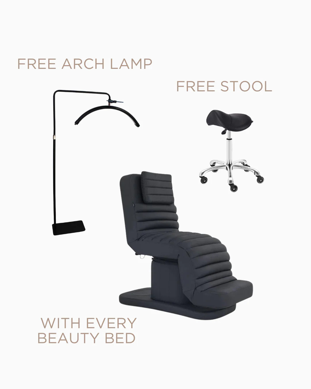 Beauty Lash Bed & Stool - Black