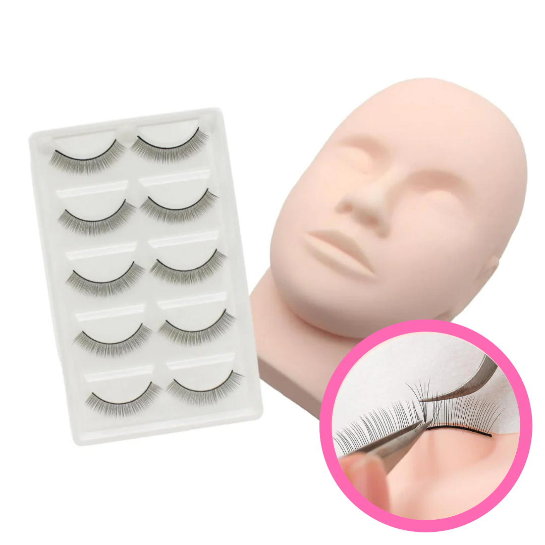 Lash Practice Mannequin Head & 5pk Strip Lashes